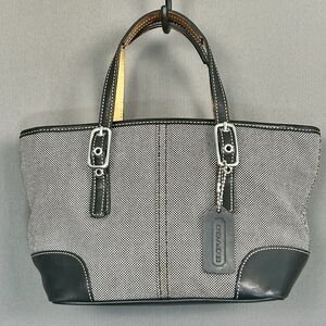 Vintage Coach  Black & Gray Canvas & Leather Hampton Small Handbag